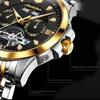 JINSHIDUN Tourbillon Automatic Mechanical Watch, Multi-functional Sports Waterproof Luminous Men's Watch