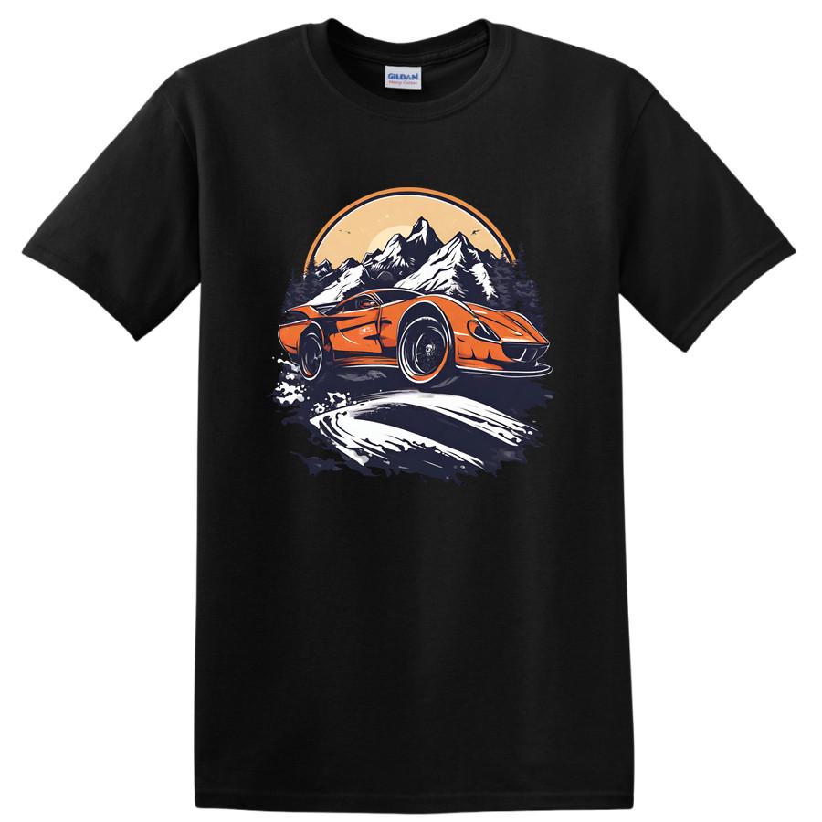 Vintage Racing Car Mountain Adventure T Shirt Graphic Tee for Car Lovers