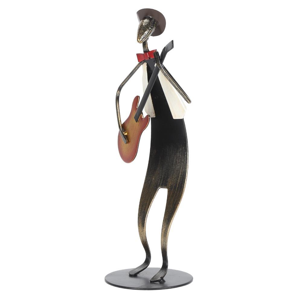 Matte Musician Sculpture Black Iron Figurine Statues Desktop Ornament Living Room