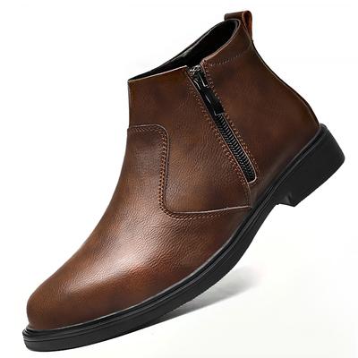 Chaussures Homme Automne Hiver Bottes en Cuir Hautes Mode Fermeture Éclair Chaussures en Cuir pour Homme Nouvelles Polyvalentes Chaussures d'Affaires Bottines Chelsea