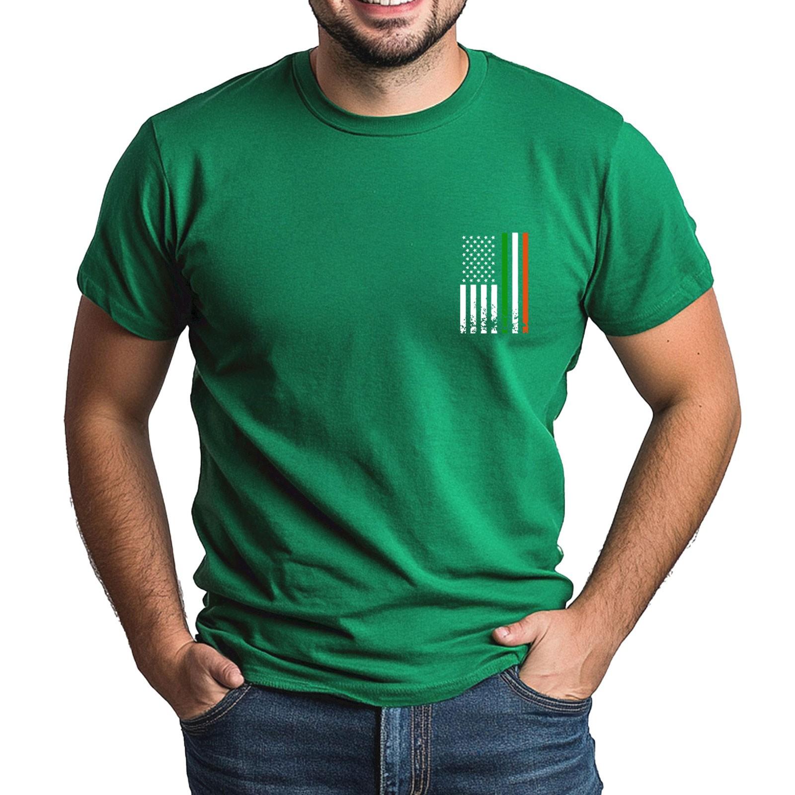 

улица. Футболка Patrick s Adult Green с круглым вырезом и короткими рукавами, с принтом в виде трех листьев зеленого цвета M зелёный