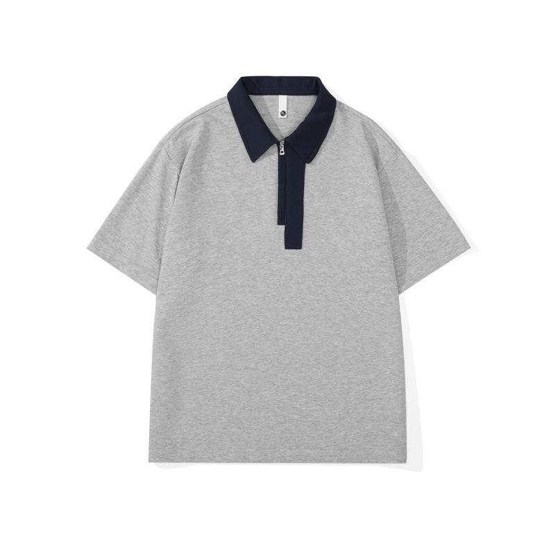 

Новая летняя футболка-поло с контрастным воротником, повседневная, простая, модная, с коротким рукавом, мужская 4XL серый