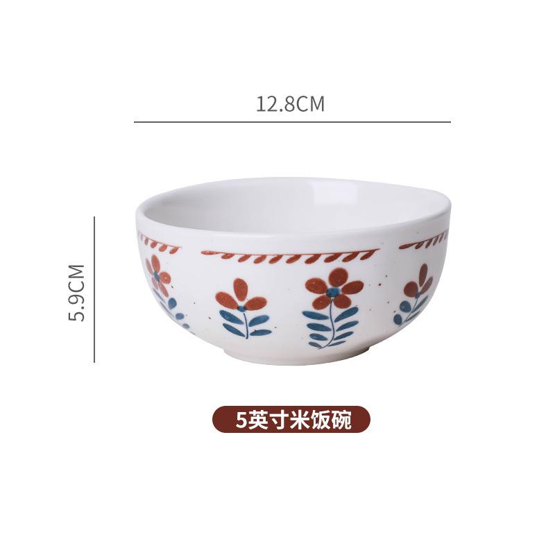 Japanese Retro Underglaze Ceramic Dishes Tableware Set Bowl Noodle Bowl Soup Bowl Vegetable Plate Western Food Bowl Light Luxury Retro