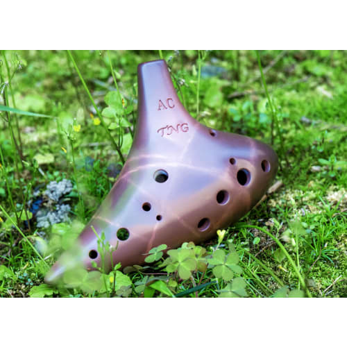 TNG Ocarina, Brown, 12-Hole, AC Single, with Case, Premium Quality, for Wind Instruments, Purple Sand