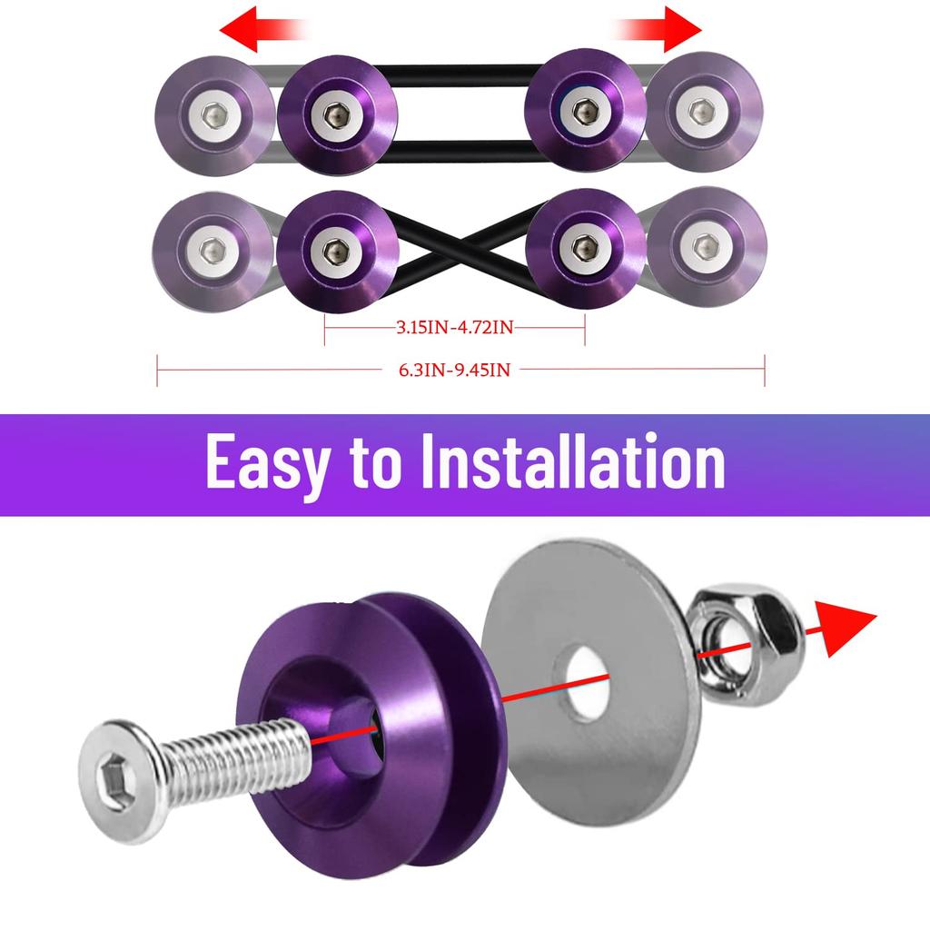 Bumper Trunk Quick Release Front Rear Bumper Fastener Kit (Purple)