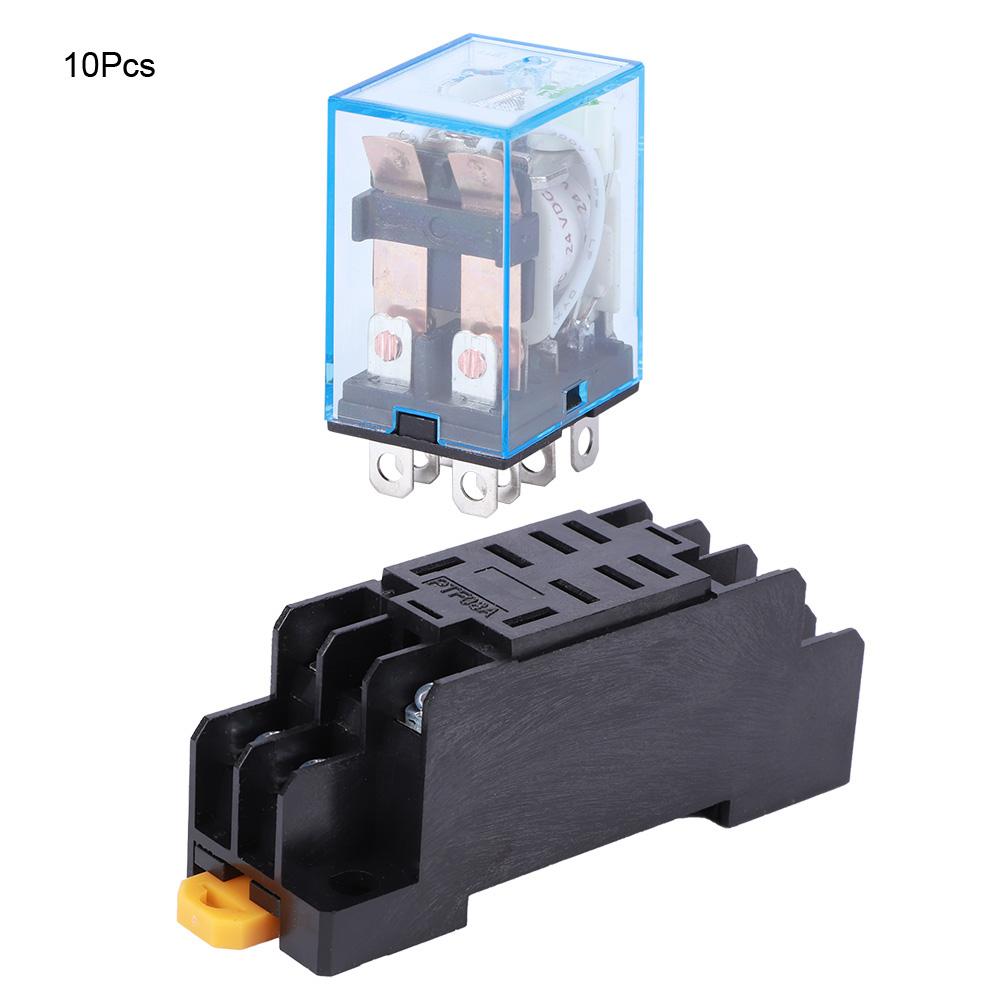 10Pcs 8 Pin Relay Base Set Coil High Quality Electronic Component LY2NJ DC 24V