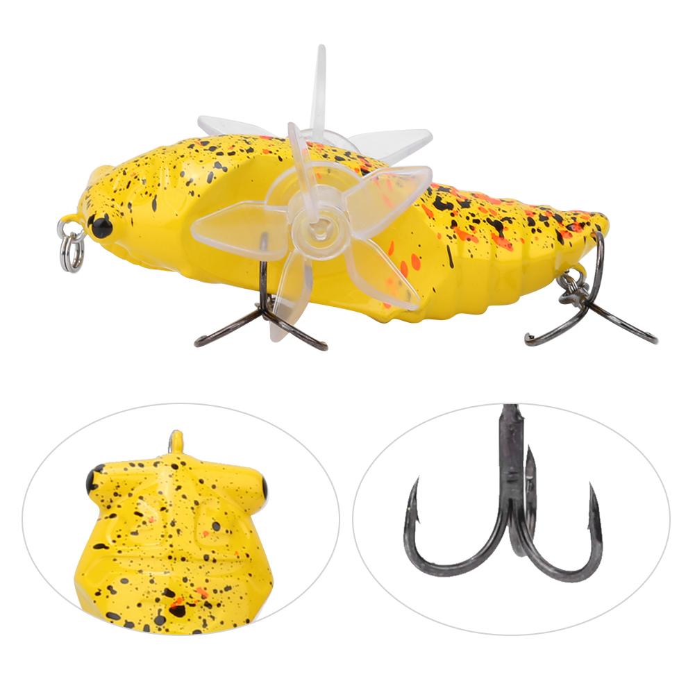 Hard Fish Lure Bionic Cicada Shape Fishing Bait with Rotating Spins Propeller Treble Hook 7.5cmY238 8