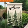 2D Flat, 2D Flat Printing Garden Flag 1pc, Welcome Winter Forest Painting Durable Single-Sided Print Yard Flag, Garden & Home Holiday Decoration, 29.9