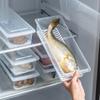Household Rectangular Transparent Refrigerator Crisper, Cupboard Grain Storage Plastic Box Freezable With Drain Layer