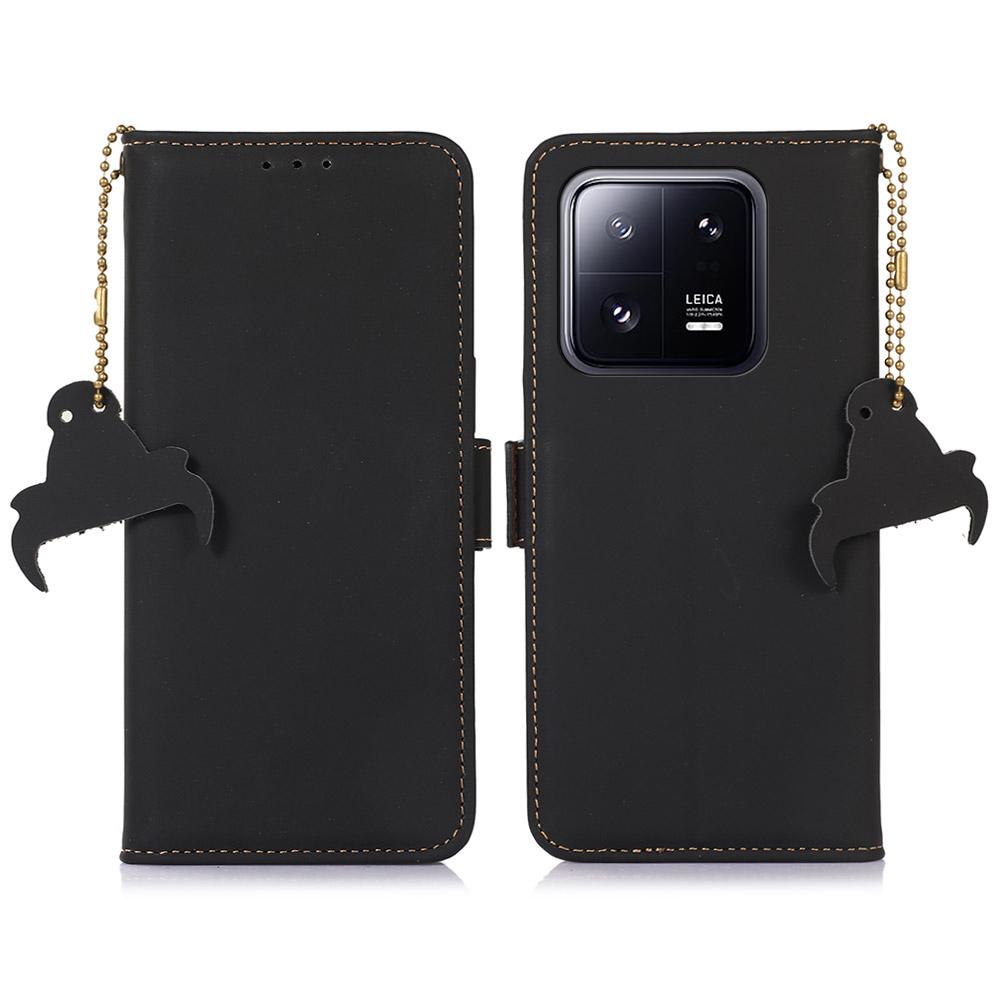 For Xiaomi 13 5G RFID Blocking Phone Case Genuine Leather Hands-free Stand Wallet Magnetic Flip Cover