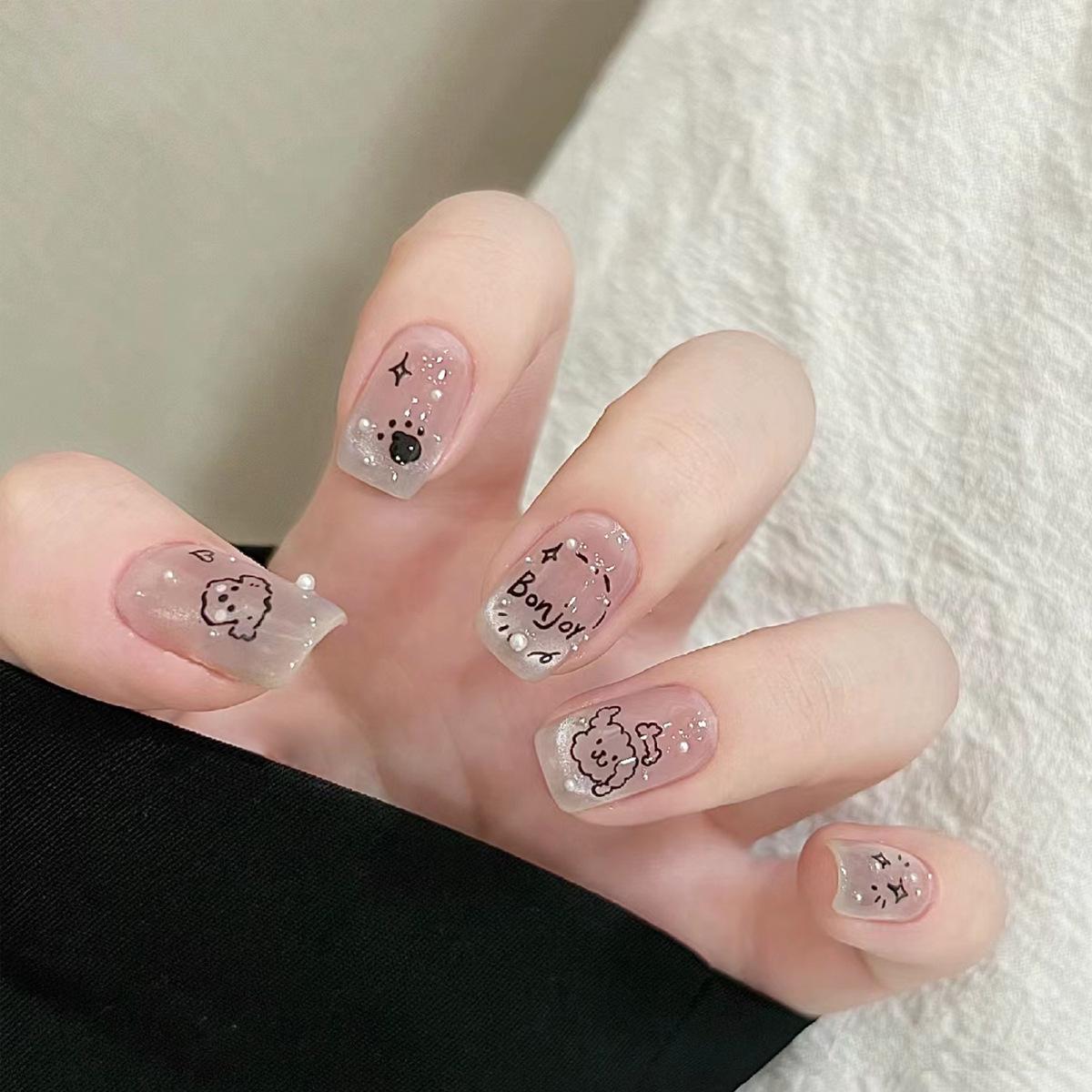 

Милые щенячьи и кошачьи глаза, короткие накладные ногти – ручная работа и популярные среди студентов Handmade Nails XS#10 pieces/bag