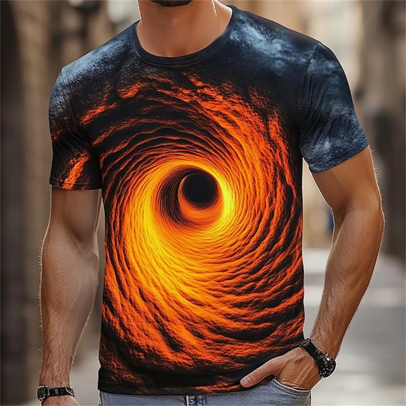 Fashion Three-dimensional Vortex Printed Men T Shirt Sales Personality Fun Graphic T Shirts For Men Oversized Tees