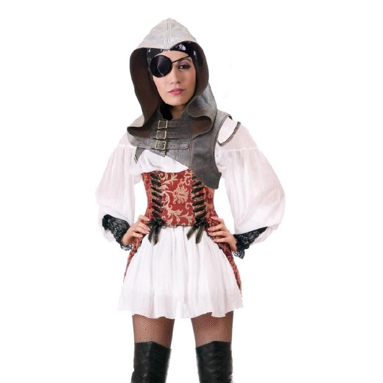 Unisex Faux Leather Medieval Cowl Hat Steampunk Gothic Hooded Cloak Cape with Adjustable Strap for Costume Enthusiasts