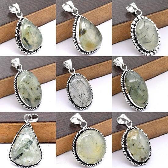 

Подвеска из пренита, 5 шт., ювелирные изделия из стерлингового серебра, натуральный зеленый пренит, камень пророчества, подвеска из драгоценного камня, подарок на День Благодарения, рождественские украшения