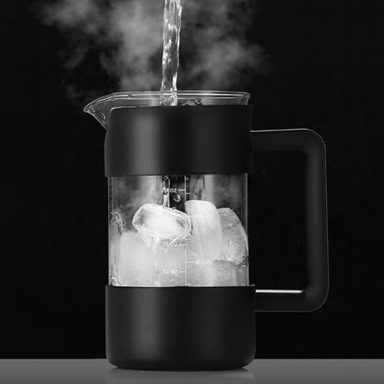 1000ml French Press Coffee Maker 34oz Heat-Resistant Borosilicate Glass No-Drip Spout Advanced Filtration System