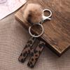 Western Cowboy Leopard Print Leather Keychain with Acrylic Letter and Plush Ball Accessories