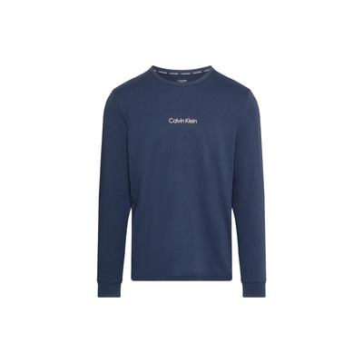 Lounge Long-Sleeve T-Shirt - Modern Structure Letter Print Crew Neck Men Tops Dark-Blue NM2171E-CCU