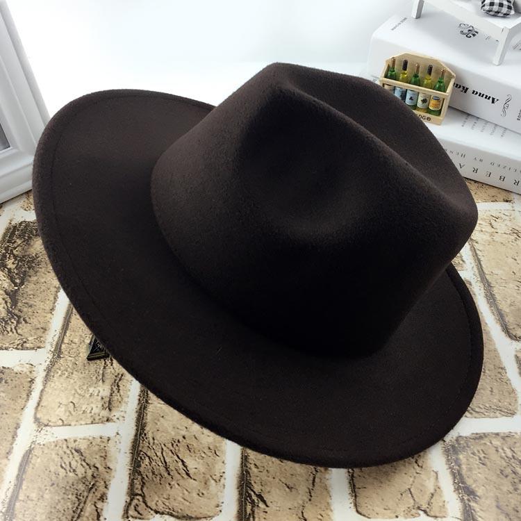 

Шляпа Женская Осень и Зима Корейская Версия Универсальная Шерстяная Шляпа Шляпа-Котелок Британский Винтаж Шляпа Джаз с Большими Полями Подшивка adjustable (55cm-58cm) кофейный