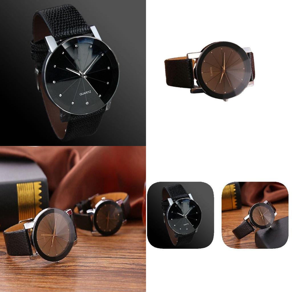 Stylish Pattern Pu Leather Strap Fashion Watch For Couples Men Women Students