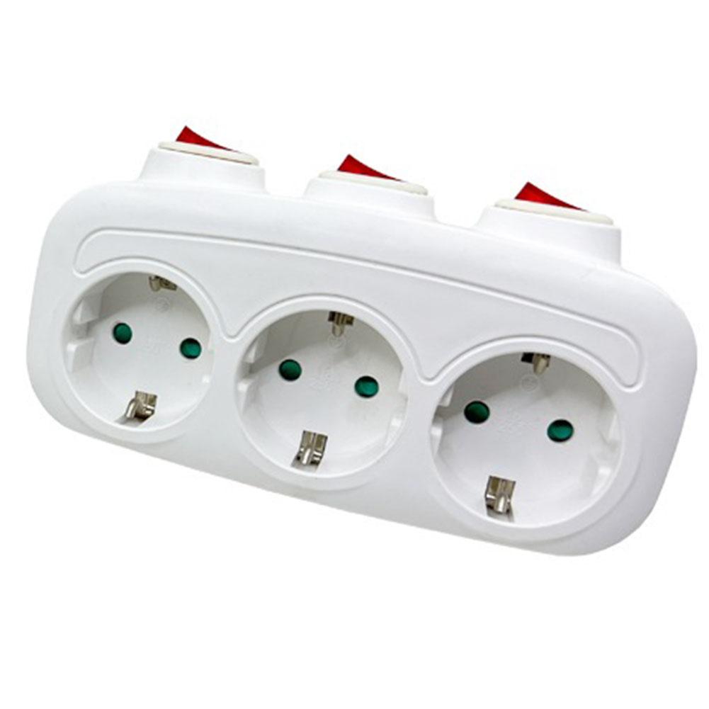 EU Plug Extension Socket 1 To 3 Way AC Outlets With ON/OFF Switch European Standard Conversion Power Extension Socket Adapter