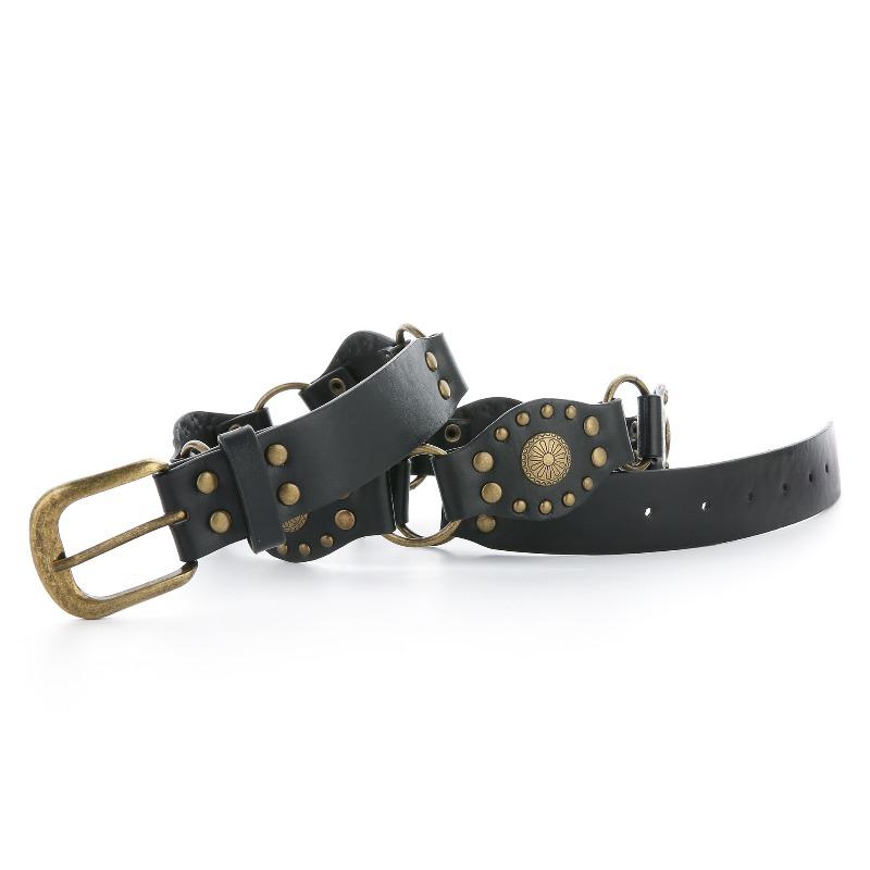 Denim style belt women's accessories alloy retro belt women's decorative skirt workwear pants heavy industry wide version belt