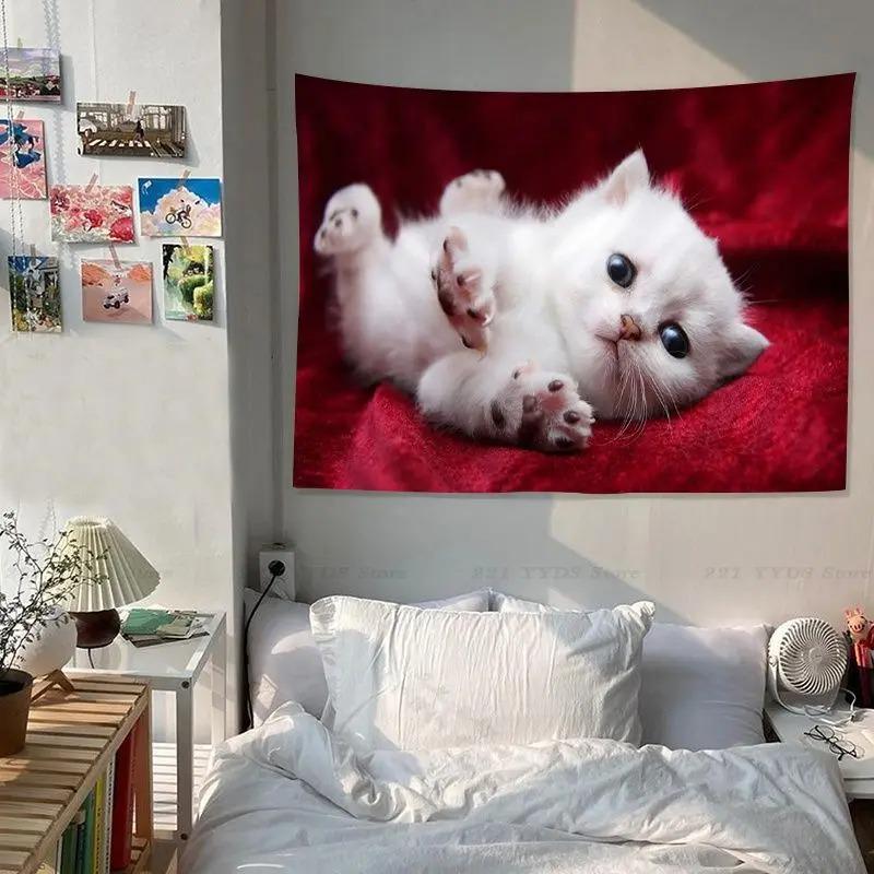 Office Living Room Tapestry Cute Pet Cat Tapestry Home Wall Decoration Tapestry