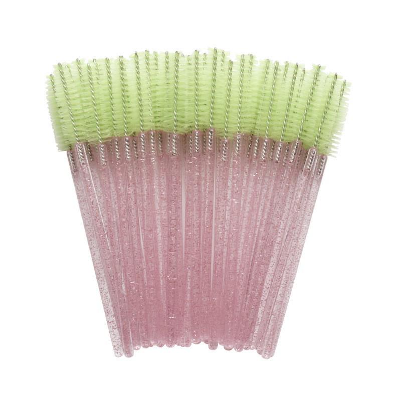 Crystal Handle Disposable Eyelash and Eyebrow Brush - 50 Pack Spiral Comb for Extensions