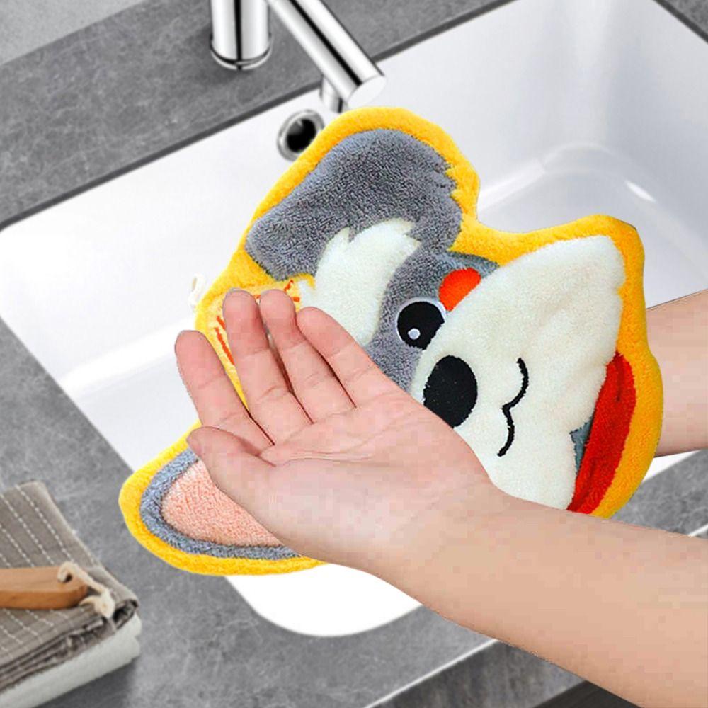 Thickening Hand Towel Dog Shaped Kid Towel Kawaii Kitchen Handkerchief Bathroom