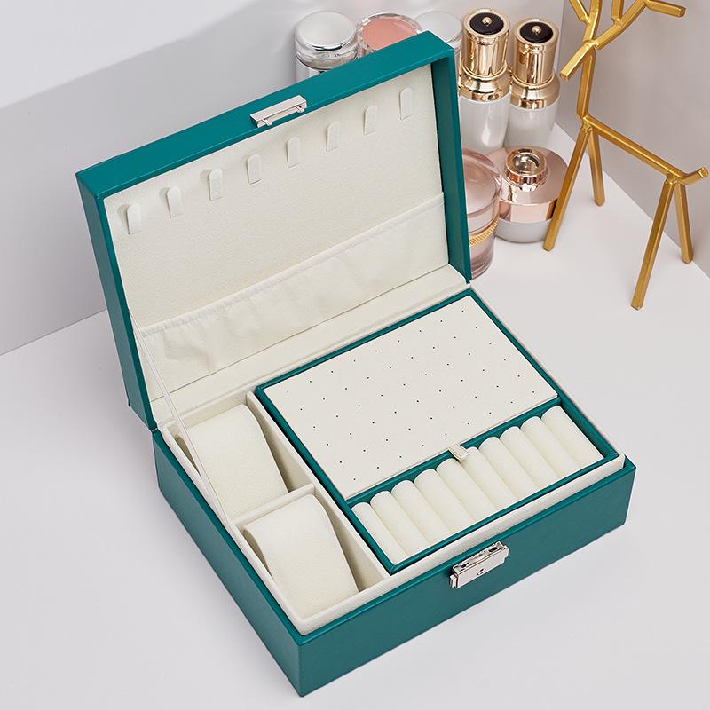 

Deluxe European Multi-layer Jewelry Storage Box for Earrings, Necklaces, and Rings темно-зеленого