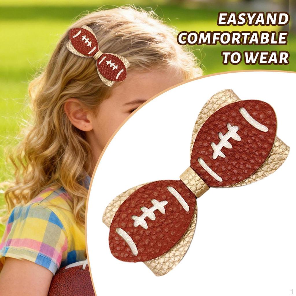 Football Hair Bow Clip Casual Child for Girls Sports Meet Themed Accessory