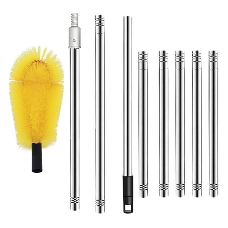 Portable Gutter Cleaning Tool Set with Double Brush Heads Sturdy Stainless Steel Materials for Efficient Outdoor Use