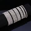 Fashion Jewelry Super Flash Multi-Row Diamond Bracelet Full Diamond Elastic Bracelet Bridal Rhinestone Bracelet
