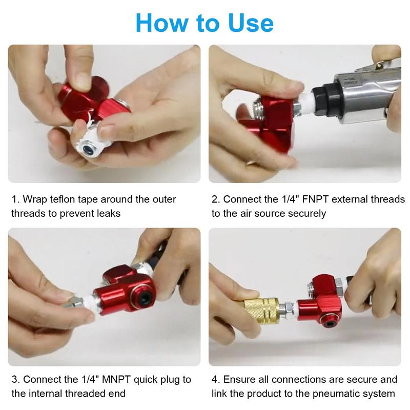2Pcs Swivel Air Hose Connector 1/4 Inch 360 Degree Swivel Pneumatic Tool Adapter Lightweight Aluminum Air Hose Fittings