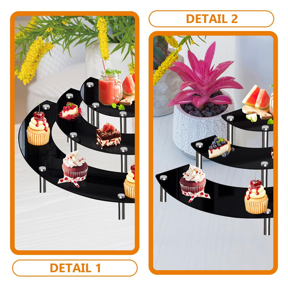 Black Acrylic Cake Display Stand Set with 3mm Thickness 5cm 7cm 10cm Ad Cake Board Nails Wedding Party Table Decoration