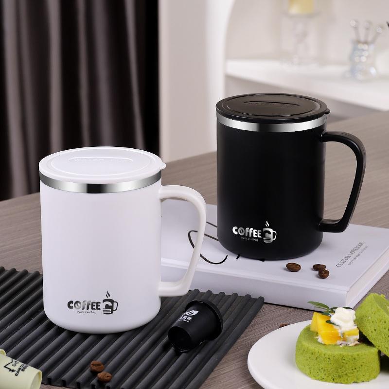 304 Stainless Steel Double-Layer Anti-Scalding Tape Cover Mouthwash Cup Coffee Cup Tea Cup Printable Gift