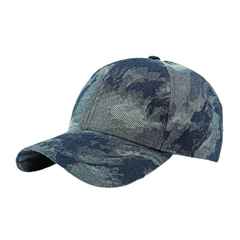Vintage Washed Denim Baseball Cap Women Ethnic Jacquard Hard Top Hat Retro Sun Protection Peaked Cap Outdoor Casual Hat