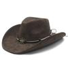 Retro American leather big-brimmed western cowboy hat, hot-selling ruffled felt hat party top hat