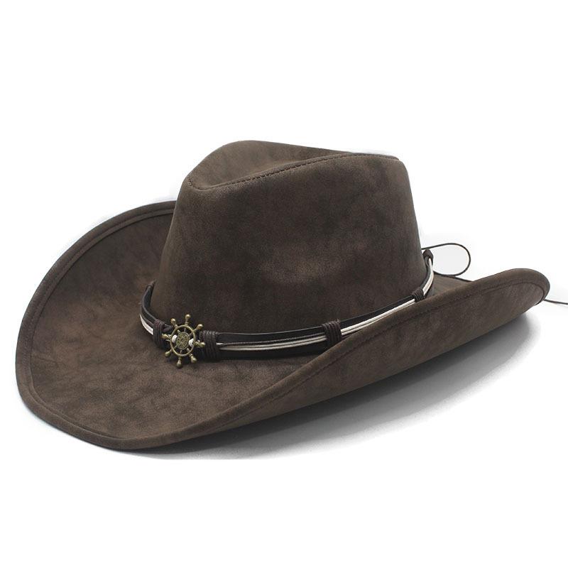Retro American leather big-brimmed western cowboy hat, hot-selling ruffled felt hat party top hat