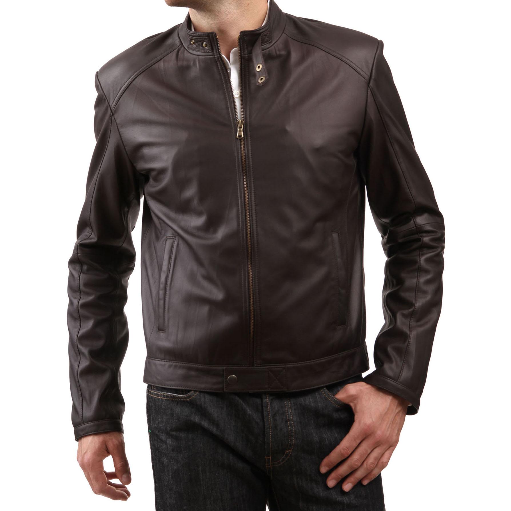 

SkinOutfit Men s Genuine Lambskin Brown Leather Jacket Stylish Motorcycle Bomber Biker Outerwear MJ 105 XXXL коричневий