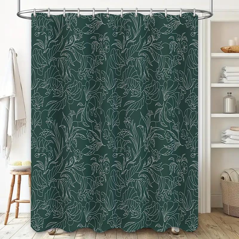 Botanical Shower Curtaingreenery Pattern Decorbathroom Fabricvintage Floral Designnature Inspiredspa Vibesmodern Farmhouseelegan