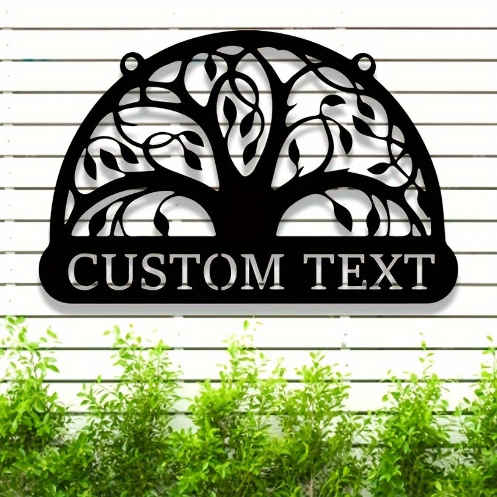 Custom Metal Family Name Sign Tree of Life Design Rust Proof Outdoor Wall Decor