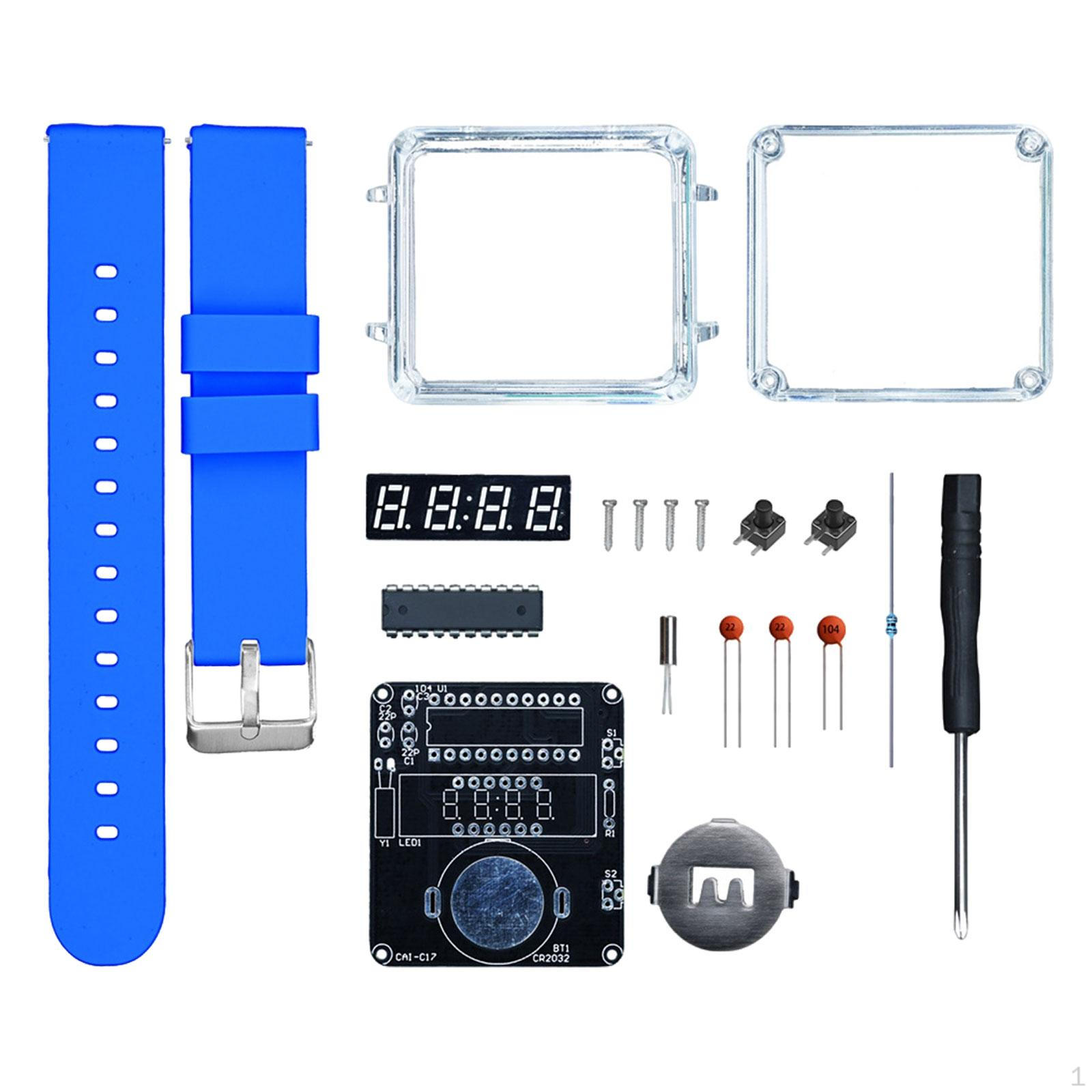 

DIY Electronic Watch Kit Multiuse Science Experiment for Education Beginners синий