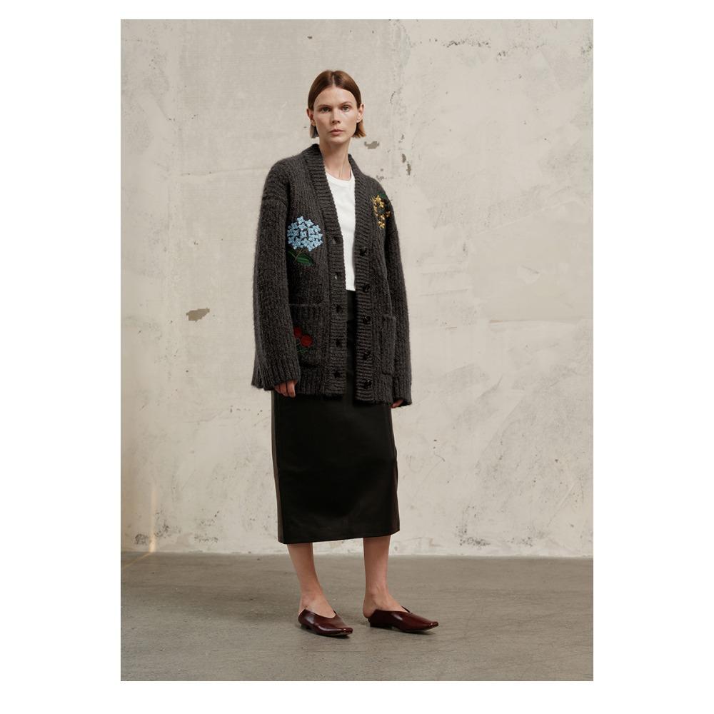 DIMANAF 2025 Plus Size Autumn Sweaters Coat Cardigan Pockets Women Pattern Printing Buttons Sweaters Knitting Loose Sweater