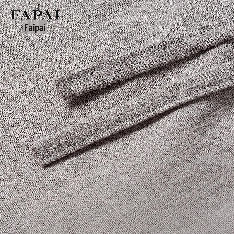 FAPAI Men's Ramie Cotton Linen-Feel Casual Pants