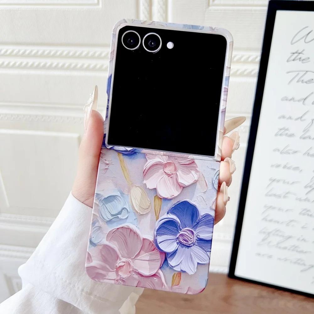 3D Colorful Embossed Effect Watercolor Flower Phone Case for Samsung Z Flip 7 FE 6 Shockproof Slim Camera Protection Back Cover