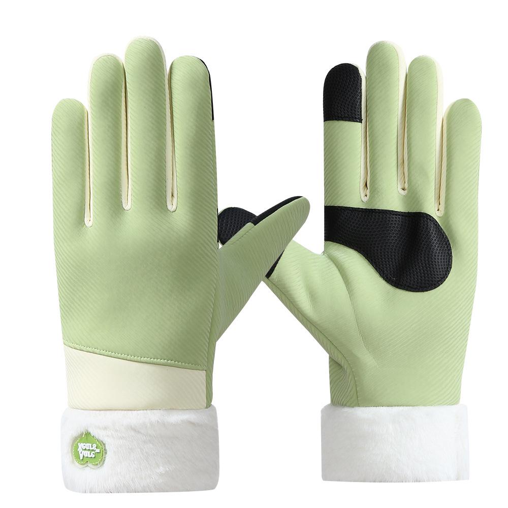 Women's Winter Fleece-Lined Windproof Non-Slip Cycling Gloves with Touchscreen Capability
