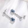 Blue Sapphire Topaz Earring for Women 925 Silver Bizuteria Gemstone Aretes De Mujer Oorbellen Drop Earring for Girl Orecchini