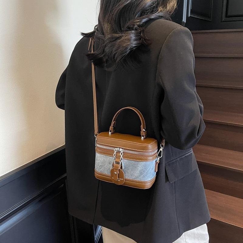 Fashion Contrasting Small Bag Women's New Retro Shoulder Messenger Bag Retro Casual Portable Box Bag