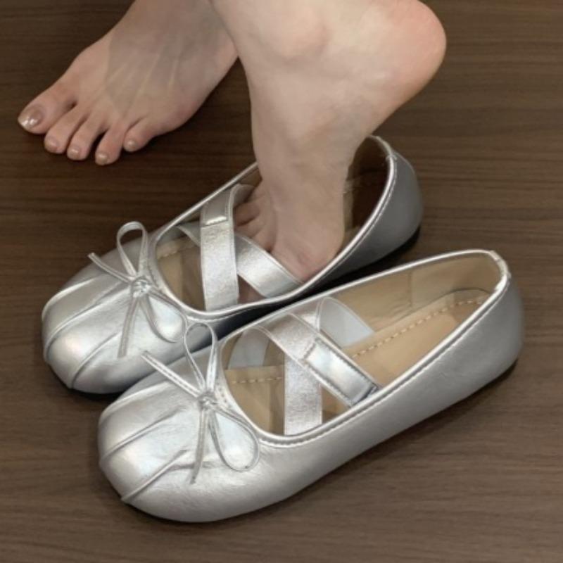 Fashion Women Bow Flats Ballet Dance Shoes 2025 Autumn Fashion Elegant Shallow Shoes Designer Classical New Trends Sneakers Cozy Zapatos