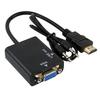 New 1×Black HDMI to VGA Converter With 3.5mm Audio Cable Video Output Adapter PC DVD